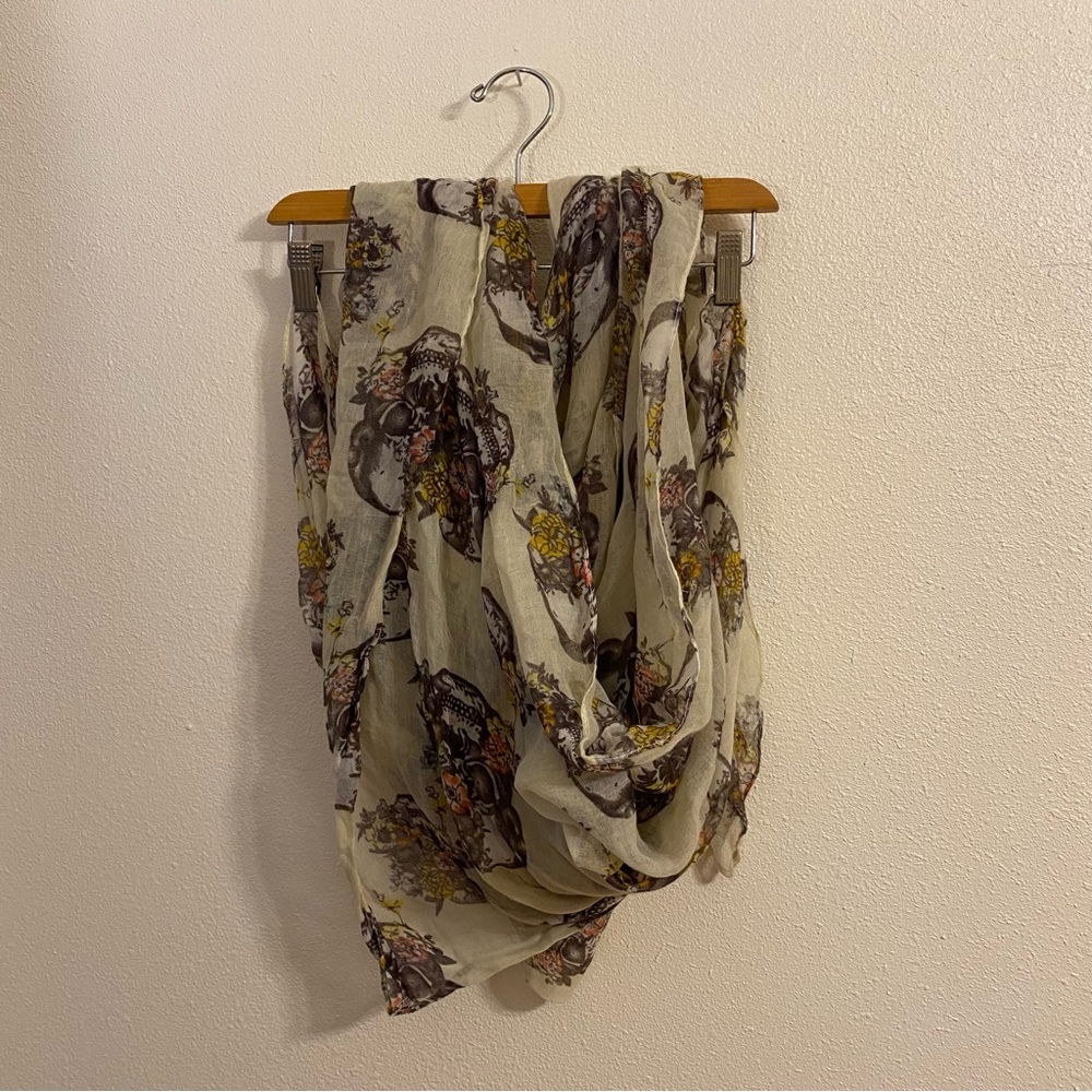 Large Floral Skull Sheer Scarf